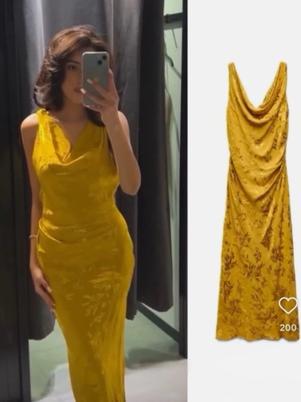 ZARA Satin Floral Jacquard Midi Maxi Dress Open Back Golden 8579/512 - Picture 13 of 16